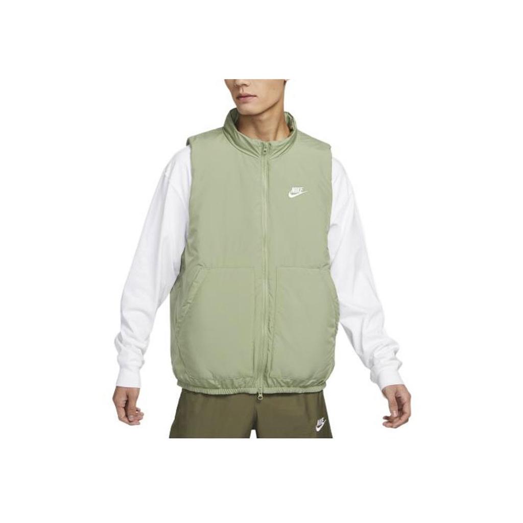 Nike Therma-FIT Club Solid Alphabet Logo Print Zippered Cotton Vest Men Vest Oil-Green DX0677-386