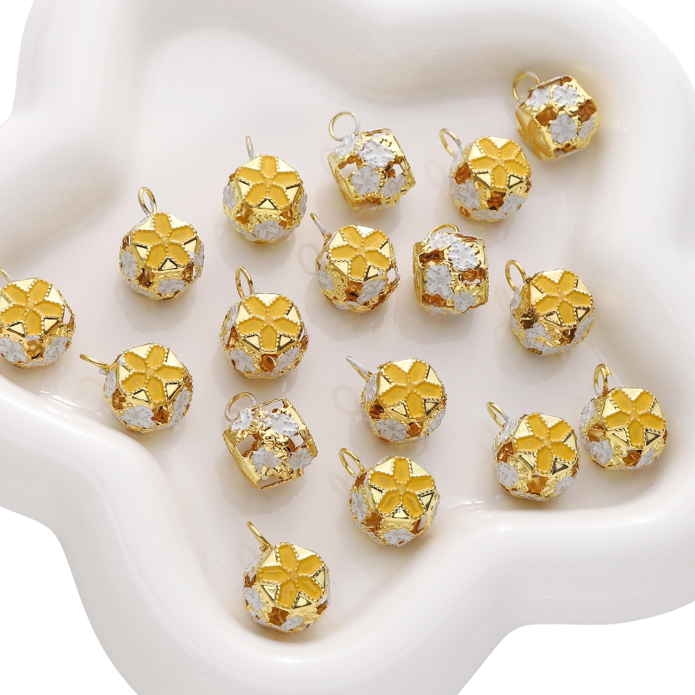 

5-50 шт. Железный цветной колокольчик для DIY браслета, ожерелья, аксессуаров для брелка 14mm 5pcs жёлтый