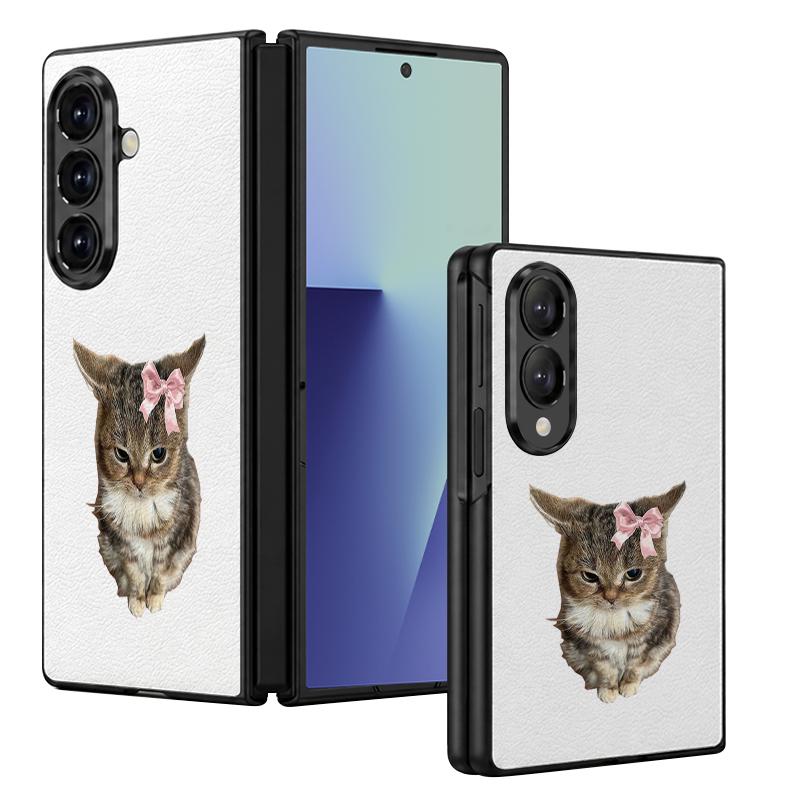 Cute Cat Rabbit Print Case For Samsung Z Fold 8 Ultra 7 6 5 4 Hybrid Leather Skin Hard PC Bumper Cover For Galaxy Z Fold8 Fold7 Fold6 Fold5