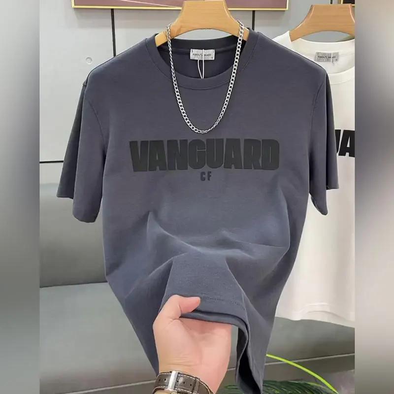 

Літня модна важка чоловіча ретро-футболка з круглим вирізом із 100% бавовни та англійськими літерами. Високоякісна повсякденна вулична футболка для фітнесу L чорний