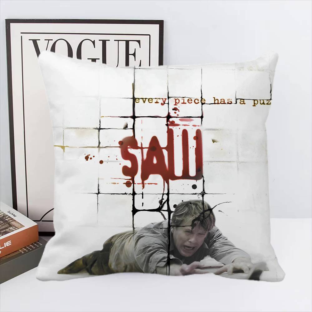 Canvas Printing Wall Art Saw Horror Movie Pillow Case Square Pillow Bedroom Sofa Leisure Comfort Cushion Home Decoration
