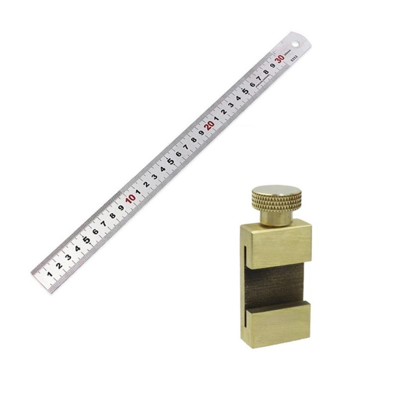 Heavy Duty Quick Install Brass Limit Stop Positioning Aid For Steel Rules No Tool Setups Measurement Gauges Accessory