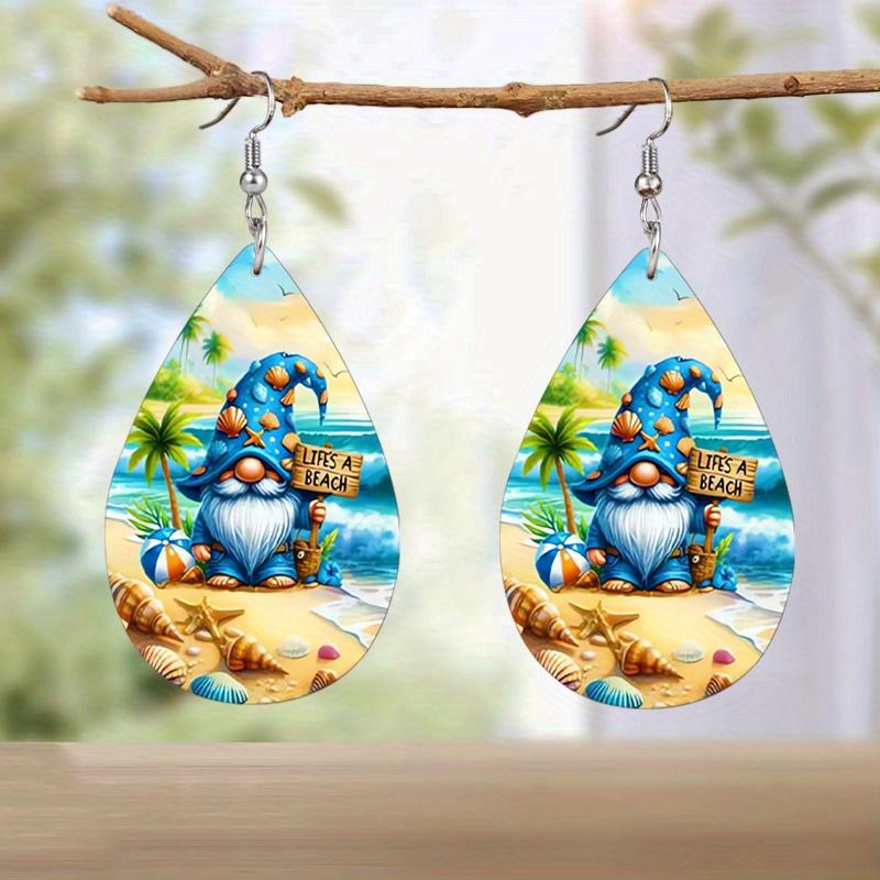 Summer Beach Dwarf/Big Turtle Pattern PU Faux Leather Earrings Trendy Female Earrings Vacation Casual Earrings Classic Water Drop Earrings