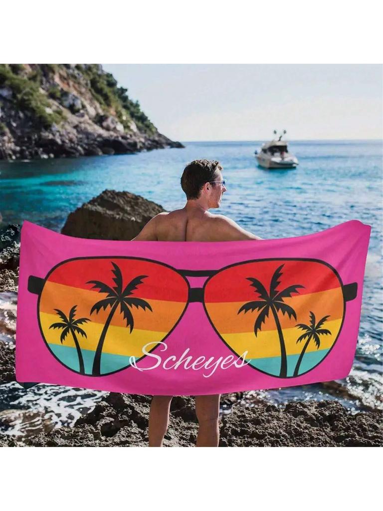 Bohemian Style izable Beach Towel with Unique Glasses And Palm Tree Design for Beaches Pools And Travel Picnics