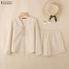 ZANZEA Zweiteiliges Sommer-Set aus langärmeliger Bluse und Shorts für Damen