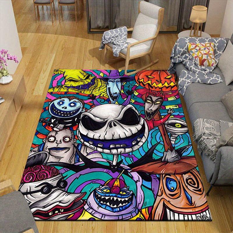 1pc Jack Skellington Pattern Carpet Area Rug Non slip Carpet Hand Washable Floor Mat Suitable For Living Room Bedroom Home Decor Room Decor