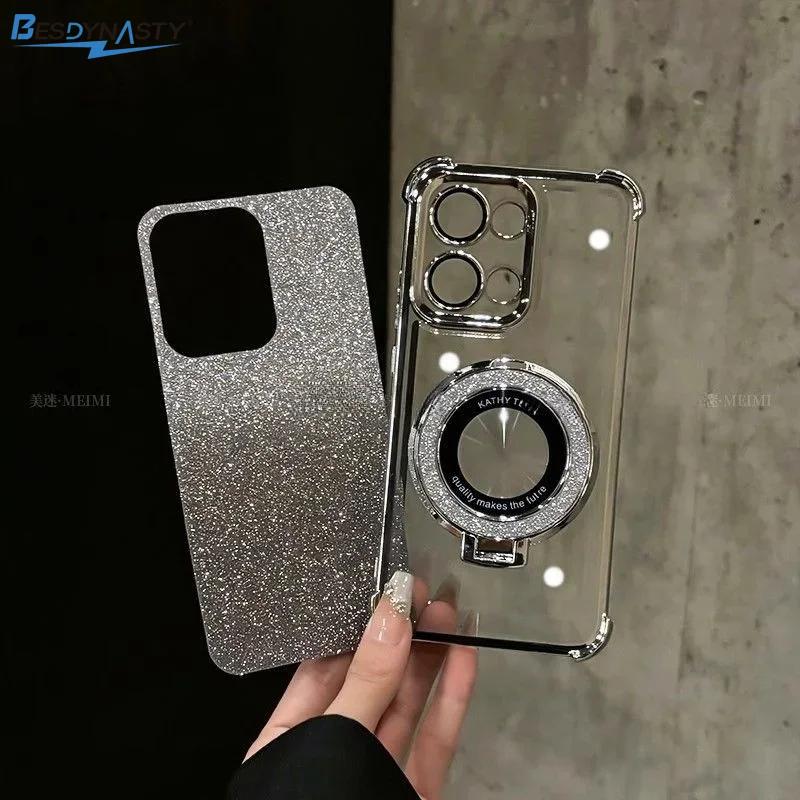Luxury Glitter Magnetic Mirror Case For  Redmi 14C 13C 12C 9C Note 13 Pro 5G 12 4G 11 10 PRO 11S 10S 9S 9 9A 10C cover Holder
