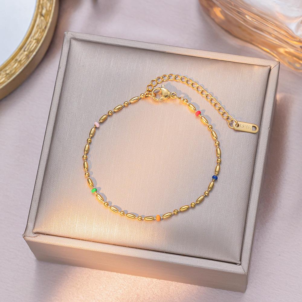 Women's Exquisite Rainbow Glaze Titanium Steel Necklace: Versatile French Light Luxury Clavicle Chain