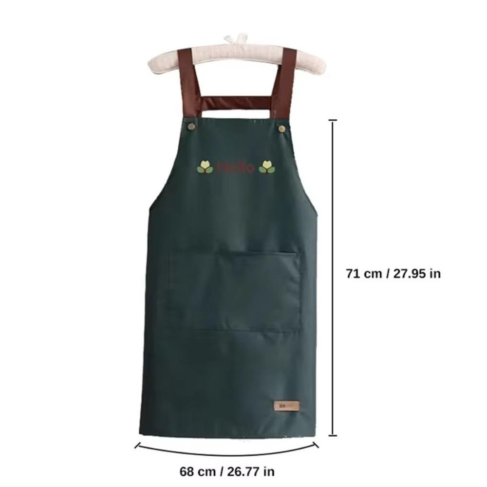 Oil-proof Kitchen Aprons Large Pocket Cooking Aprons New Working Clothes