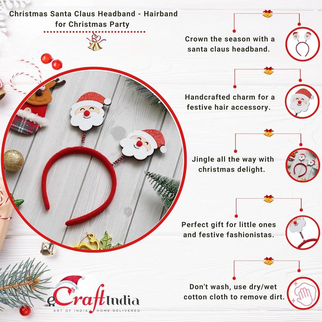 Christmas Headband Santa Claus Design Hair Band | Hairband for Party Birthday | Xmas Gift for Children Girls | Christmas Decorations Items