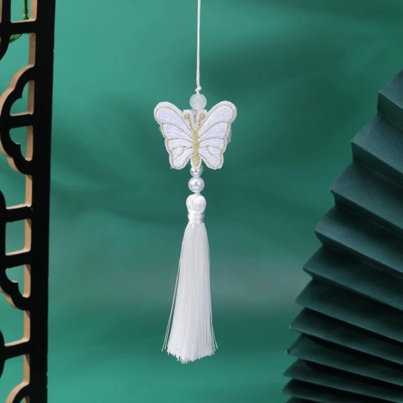 1PC Pearl Phone Bag Butterfly Tassel Hanging Ornament Embroidery Exquisite