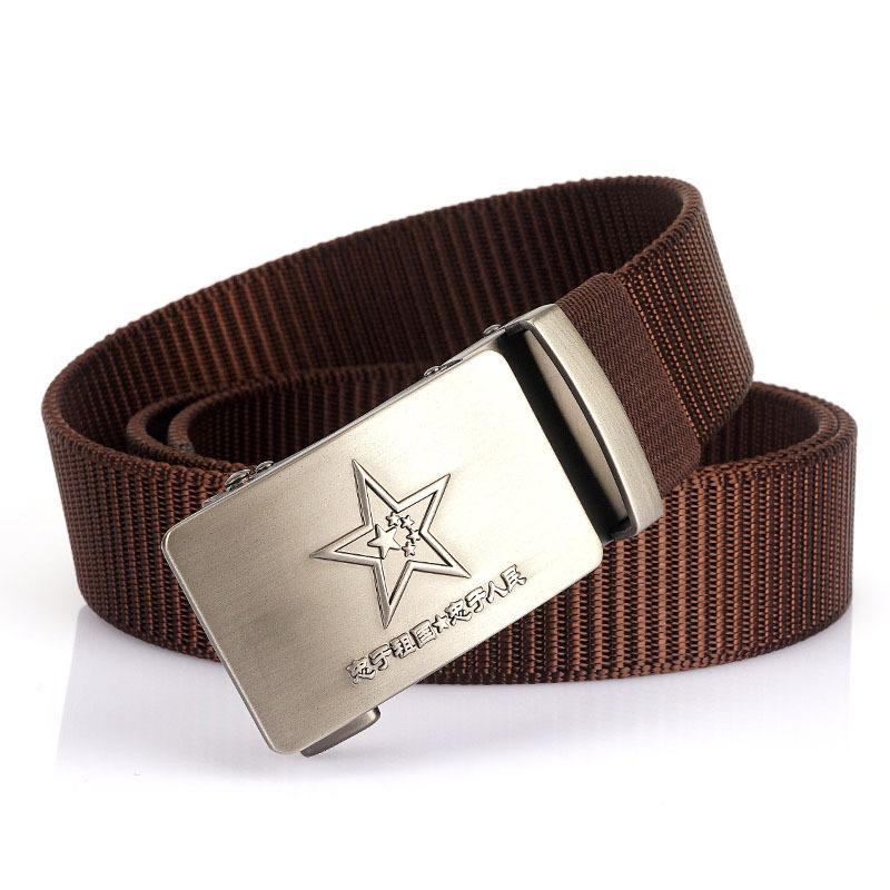 Nový pánský pásek na dojíždění s automatickou přezkou Nylonový pás, univerzální dvouvrstvý silný pás pro venkovní volný čas