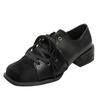 Spring and Autumn 2025 New Niche Mid-heel Retro Small Leather Shoes for Korean Style Lace-up Square Toe Fashion Women's Shoes