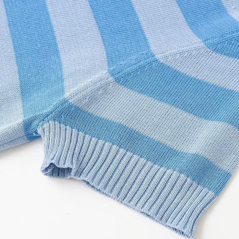Kaslead New Arrival Women's Clothing Fashion Style Fashion Simple Knitting Stripes Short Sleeve Tops 2142079