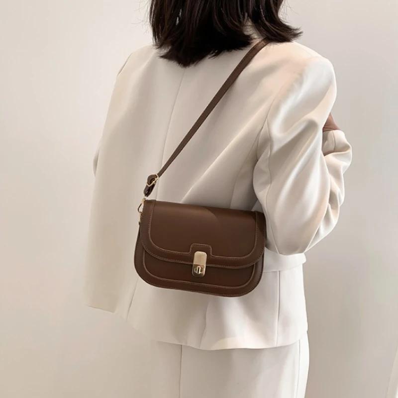 Leather Bags for Women, New Trendy Retro Underarm Square Bag, Popular Single Shoulder Crossbody Bag, Adjustable Shoulder Strap