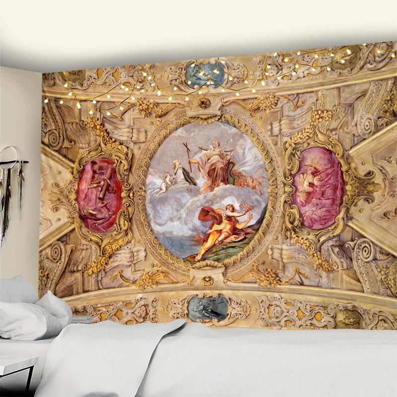 Carved Mural Tapestry Wall Hanging Retro Bohemian Printed Polyester Sleeping Mat Bedroom Decorative Background Cloth