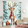 2pcs,Curtains Cute Reindeer Christmas Forest Gifts (2) Chic Pattern Curtains Prints Light Filtering Curtains Festive Suitable