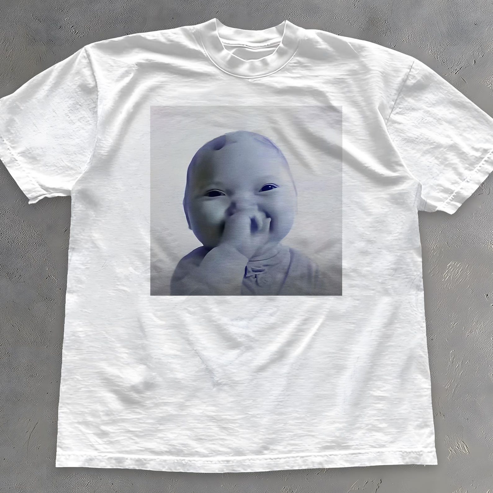 Cursed AI Laughing Baby Shirt - Viral TikTok Meme T-Shirt - Weirdcore Tee M