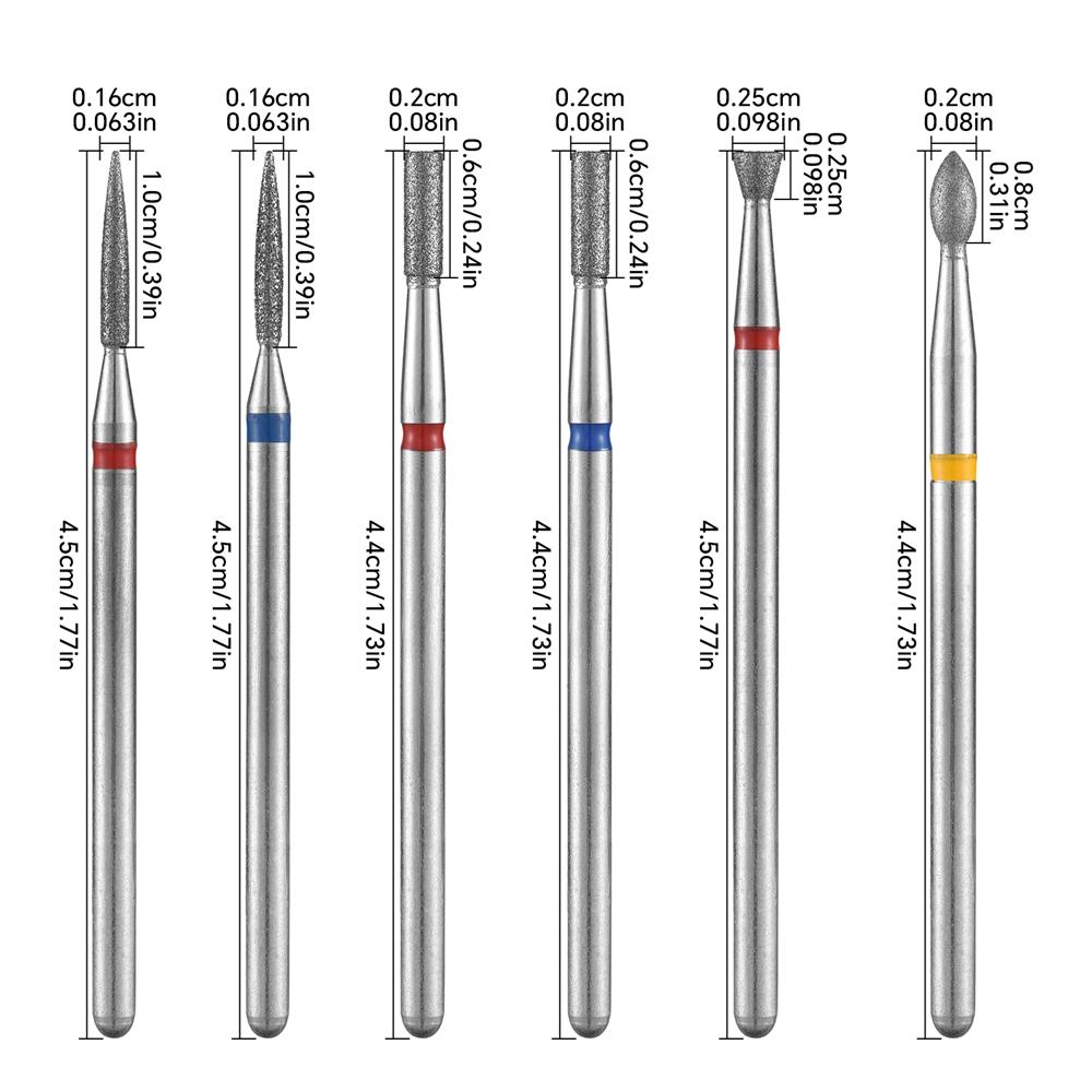10PCS Diamond Nail Drill Bit Set Electric Milling Cutters For Manicure Rotary Burr Cuticle Clean Manicure Drill Accessories