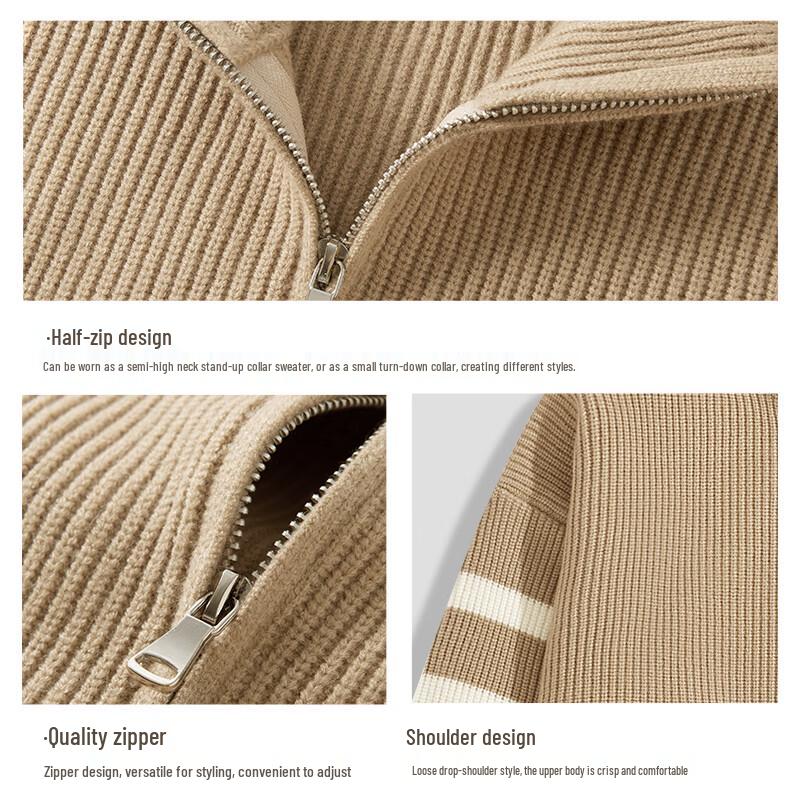 MINISO Men's Casual Half-Zip Knit Sweater
