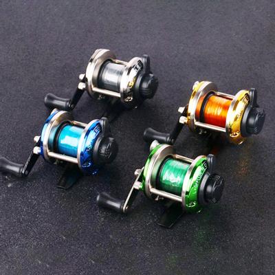 MUQZI Sports Accessory Winter Mini Trolling Ice Fishing Reel Spinning Wheel Fish Tackle Tool with Line