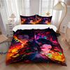 3pcs Flaming Anime Characters Printed Quilt Set - Includes 1 Quilt Cover and 2 Pillowcases, Machine Washable - Suitable for All Seasons.C037