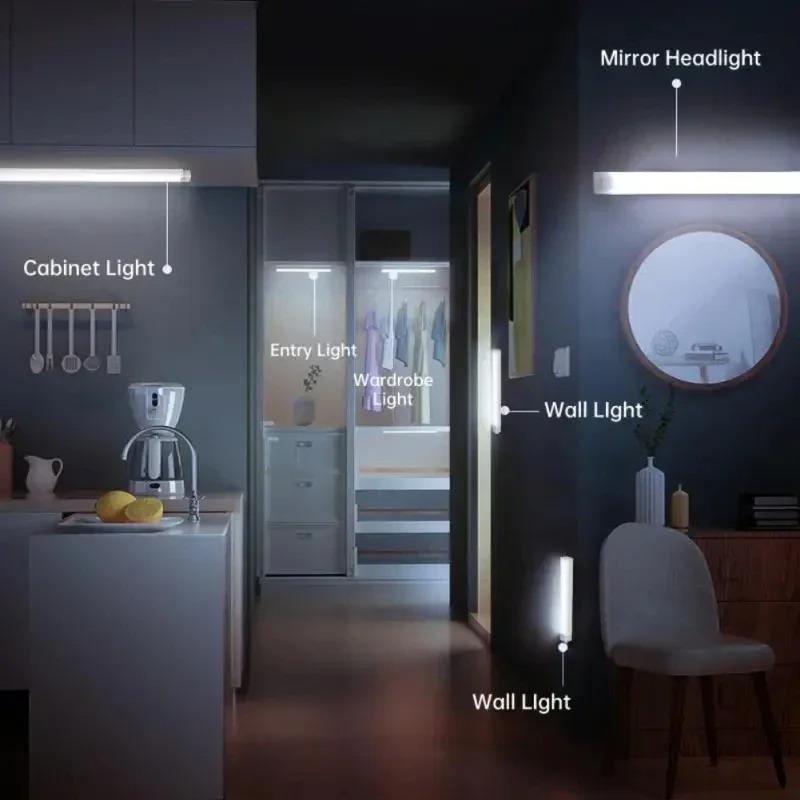 6packs Motion Sensor Lights Cabinet Wardrobe Lamp LED USB Night Light Closet Aisle Light Detector Bedroom Room Decor Lamp 20CM