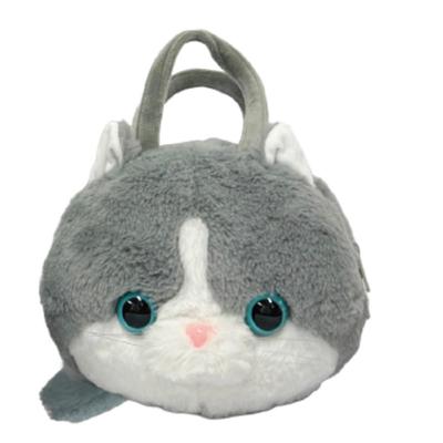 Sail Round Fluffy Cat Bag, Gray, Size: Approx. H18 X W23 X D20cm, 858785 (WH)