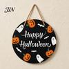 Halloween Door Sign Hanging Sign, Wooden Front Hanger Wreath, Cute Holiday Decoration Ghost Welcome for Porch Wall Indoor Home Durable
