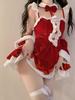 Women Christmas Costume Faux Fur Trim Red Flannel Underwired Bra Corset Sexy Bustier Cami Crop Tops Xmas Party Rave Dress Up