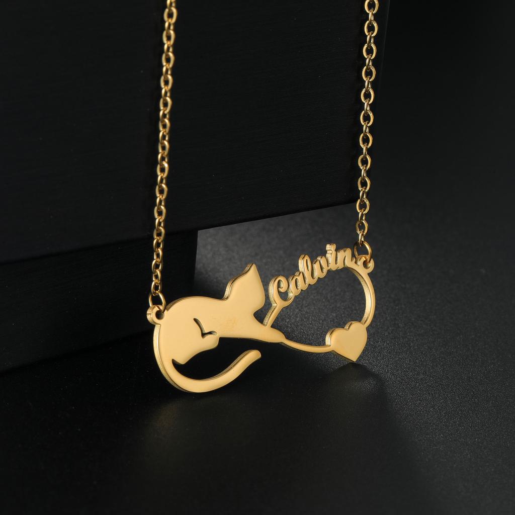 Atoztide Personalized Custom Name Necklace for Women Stainless Steel Heart Pendant Nameplate Choker Link Chain Jewelry Gifts