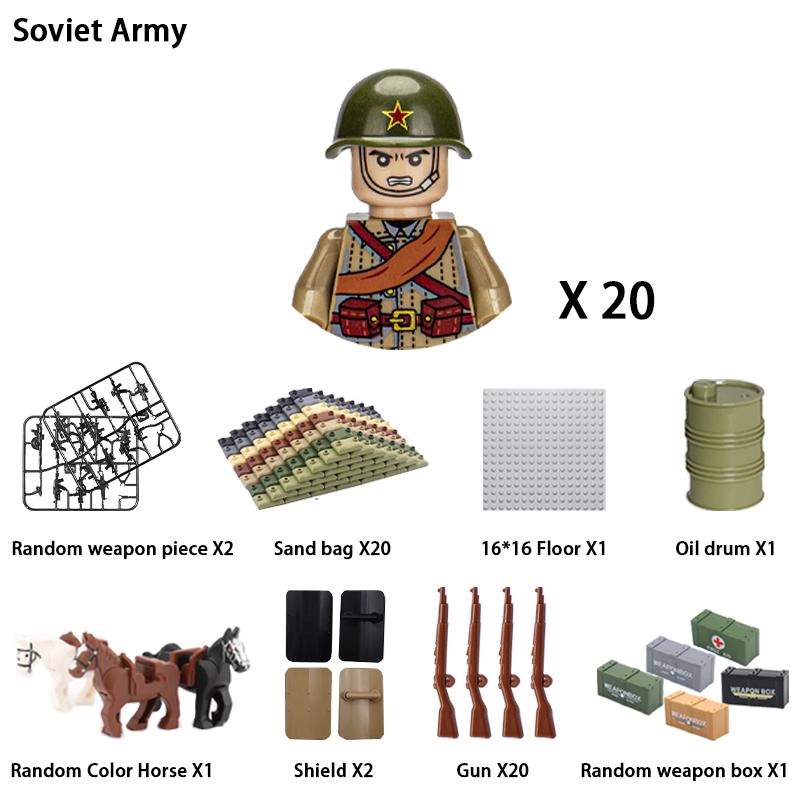 Non-Toxic 24Pcs Military Figure Ww2 Military Product Soldier Figure Building Blocks Children'S Holiday Gift Toys Gifts Funny