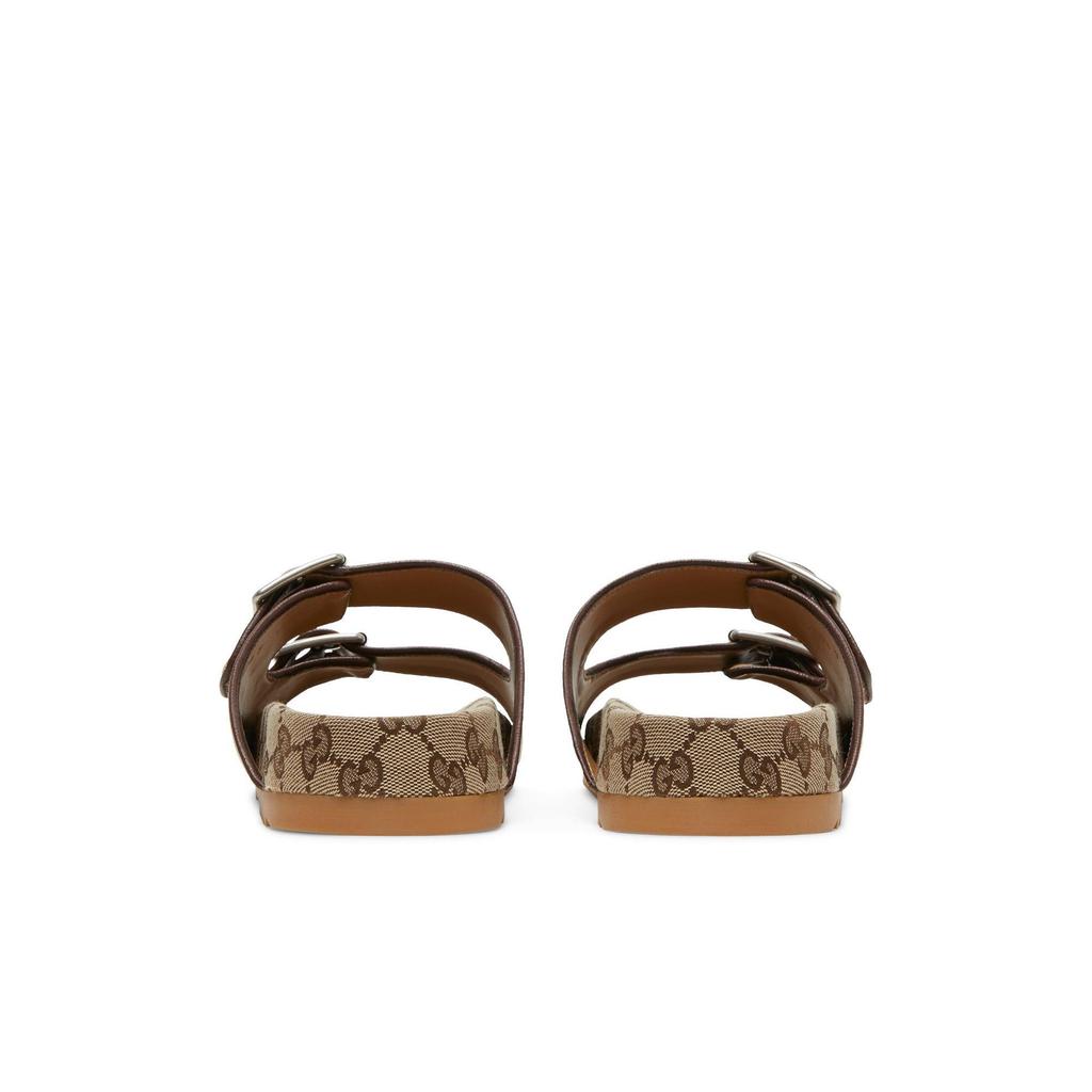 Gucci Sandał wsuwany Pasek 'Beżowy Monogram' (Dla obu płci) Beżowe / Hebanowe Klapki Wsuwane 658020 2HK60 9791