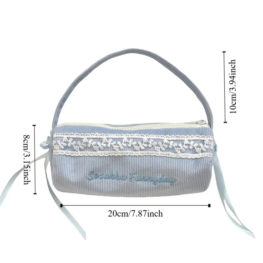 Lace Korean Style Pencil Case Bowknot Bow Pencil Pouch Handheld Stationery Bag Children