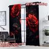 2D FLAT PRINTING 2pcs Curtains (Without Rod) Valentine's Day Red Roses Creative Chic Curtains Versatile Polyester Fabric