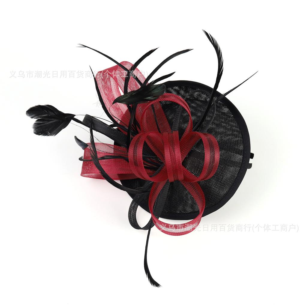 New bridal feather headgear hair accessories mesh headgear bridal top hat horse racing festival hemp headgear hair accessories