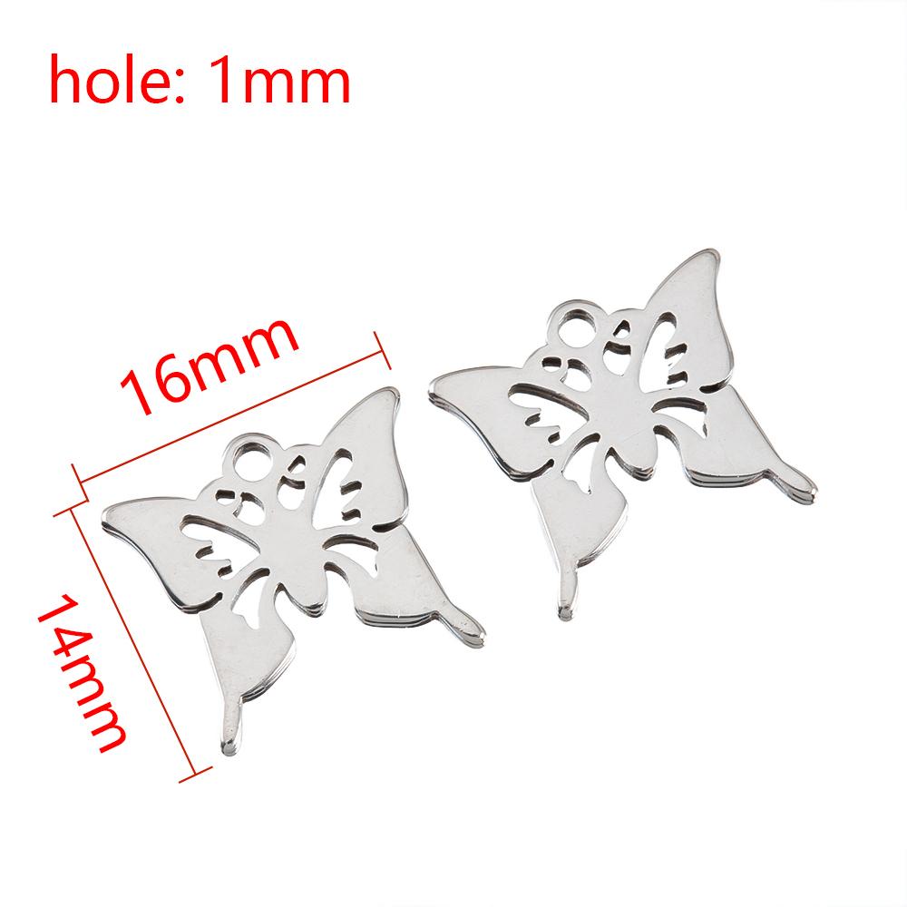 20pcs Stainless Steel Pendants Hollow Butterfly Necklace Charm Earrings Bracelet Butterflies Component DIY Women Jewelry Making
