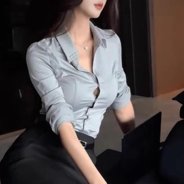 2026 French Mature Shirt Women s Spring Premium Temperament Sexy Slim Long Sleeve Shirt Professional Commuter Suit S