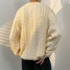 Men Fall Winter Sweater Solid Color Knitted Warm Thick Long Sleeve Loose Anti-shrink Pullover Casual Couple Unisex Sweater