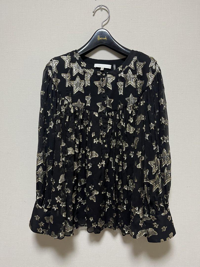 

[USED] LOVESHAKEFANCY Sky Star Print Silk Blouse