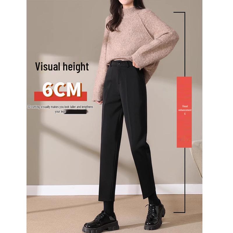 

Women s Plus Size Black Fleece-Lined Straight Leg Harem Pants 4XL for 160-180 jin