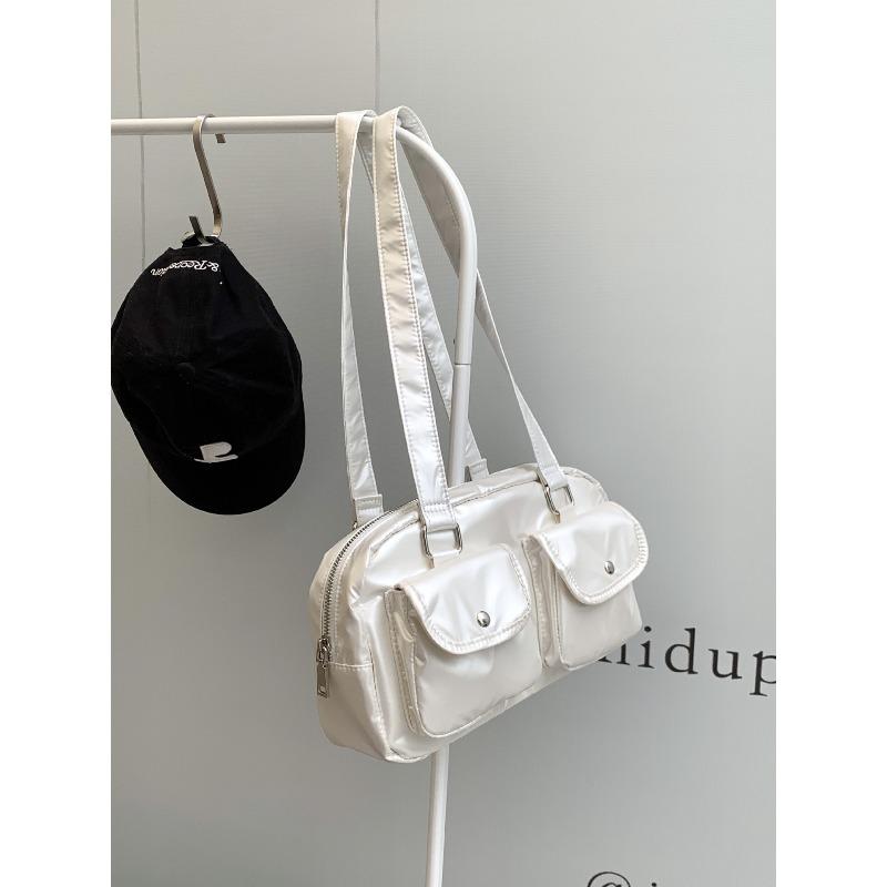 

Bao Spring Summer Versatile Pillow Bag Large Capacity Solid Color Women s Handheld Shoulder Bag Women белый