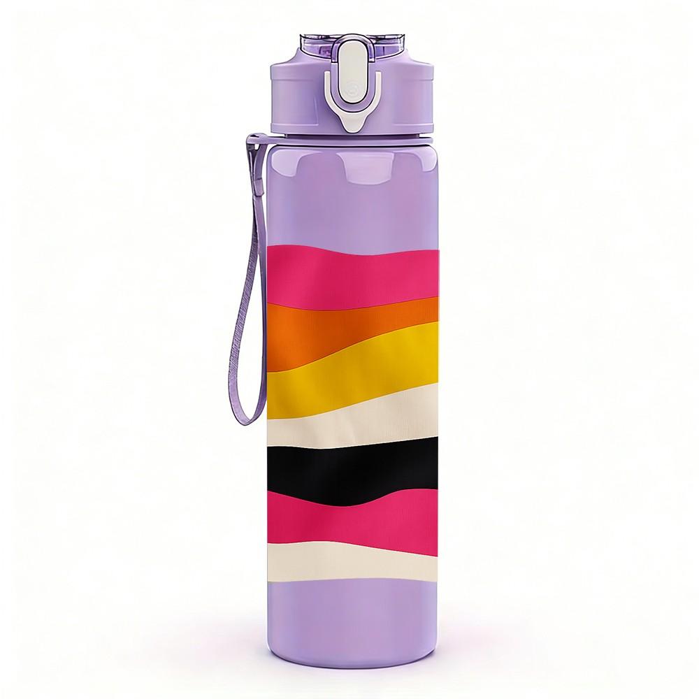 1PC Pride Flag Horizontal Art 750ml Color Plastic Sports Water Bottle Leakproof Flip Straw Lid Suitable for Sports Office Home Use