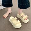 French Beautiful Thick-soled Slippers Women's Summer Outer Wear High-end Feeling with Skirt Sandals Small Height-increasing Slope Heel Cool Slippers