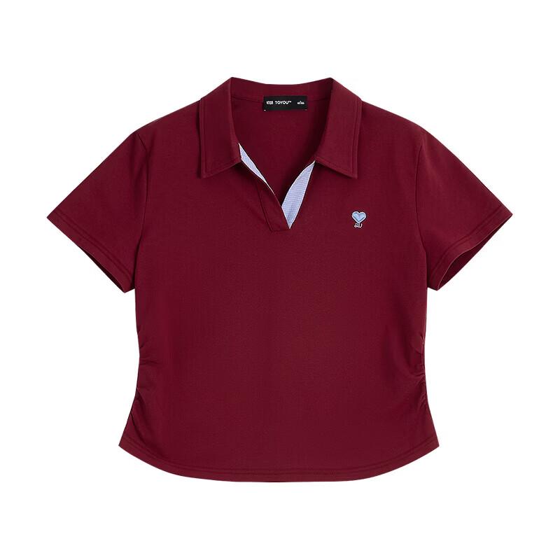 Chuyu Women's Embroidered Heart Short Polo T-Shirt