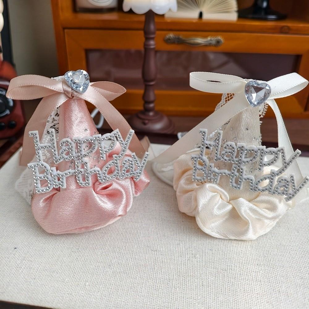 Pearl Bow Pet Birthday Hat Diamond Detail Pet Party Outfit  Birthday Party