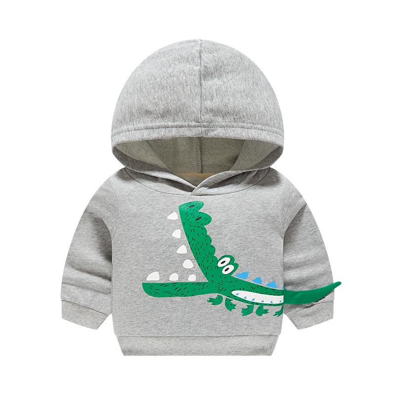 Vorstellung der Herbstkollektion 2026: Kinder 3D Krokodil Cartoon Kapuzenpullover – Reine Baumwolle, Trendiges Design für Jungen.