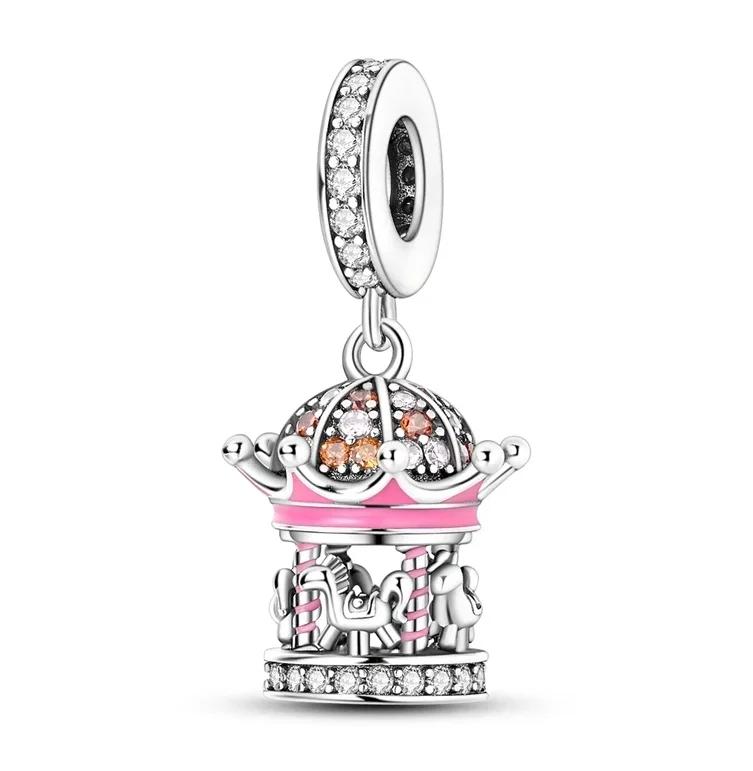 Original Copper Princess Crown Charm Bead Ear Stud Ring Pendant Fit Necklace Bracelet Women Jewelry Diy Gift