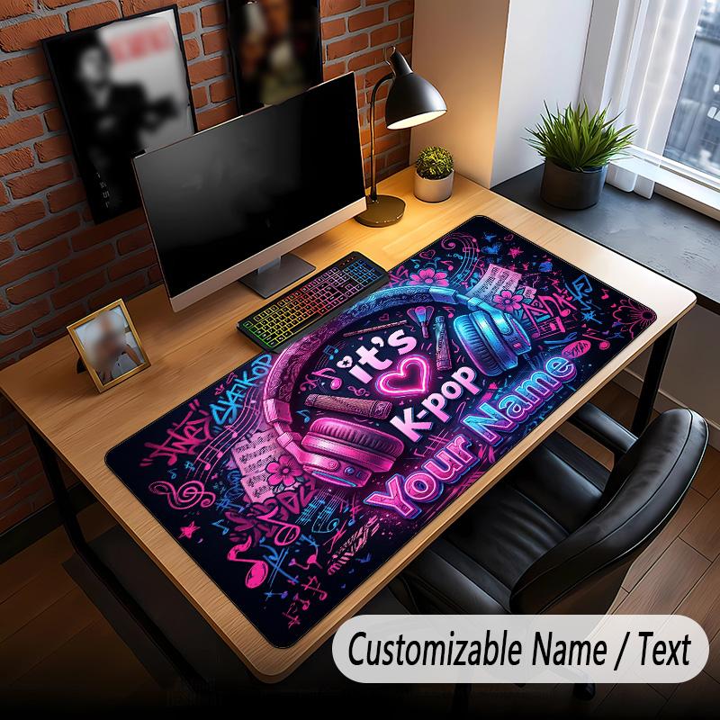 Music DJ Theme Custom Mouse Pad Personalized With Name Text Customized Desk Mat For Office Home Decor