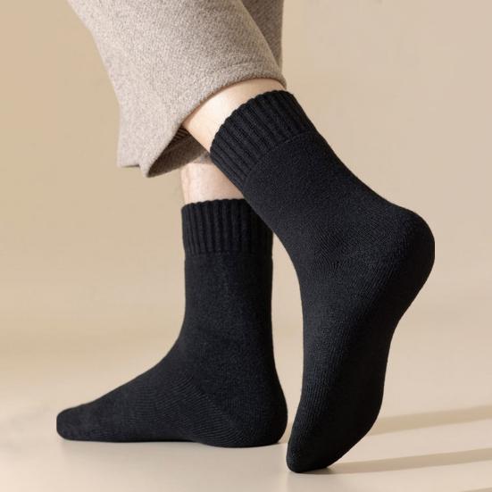5 Pairs Men's Fleece-Lined Thermal Crew Socks Soft Cozy Winter Floor Socks Thick Warm Mid-Calf Snow Socks